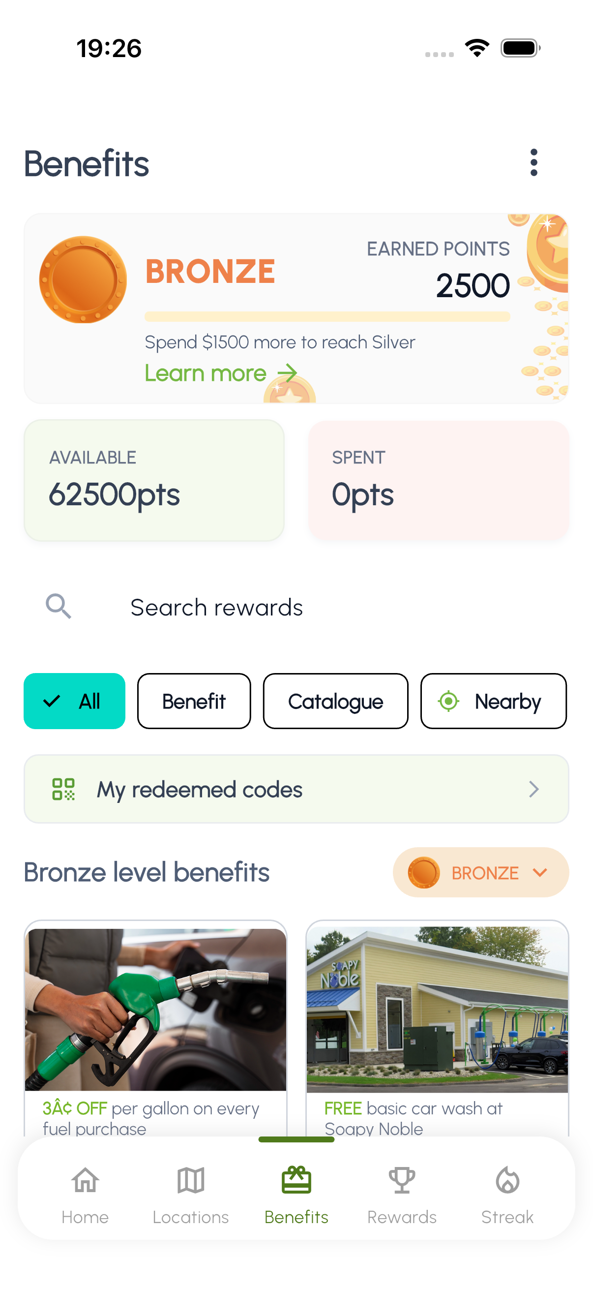 Benefits screen