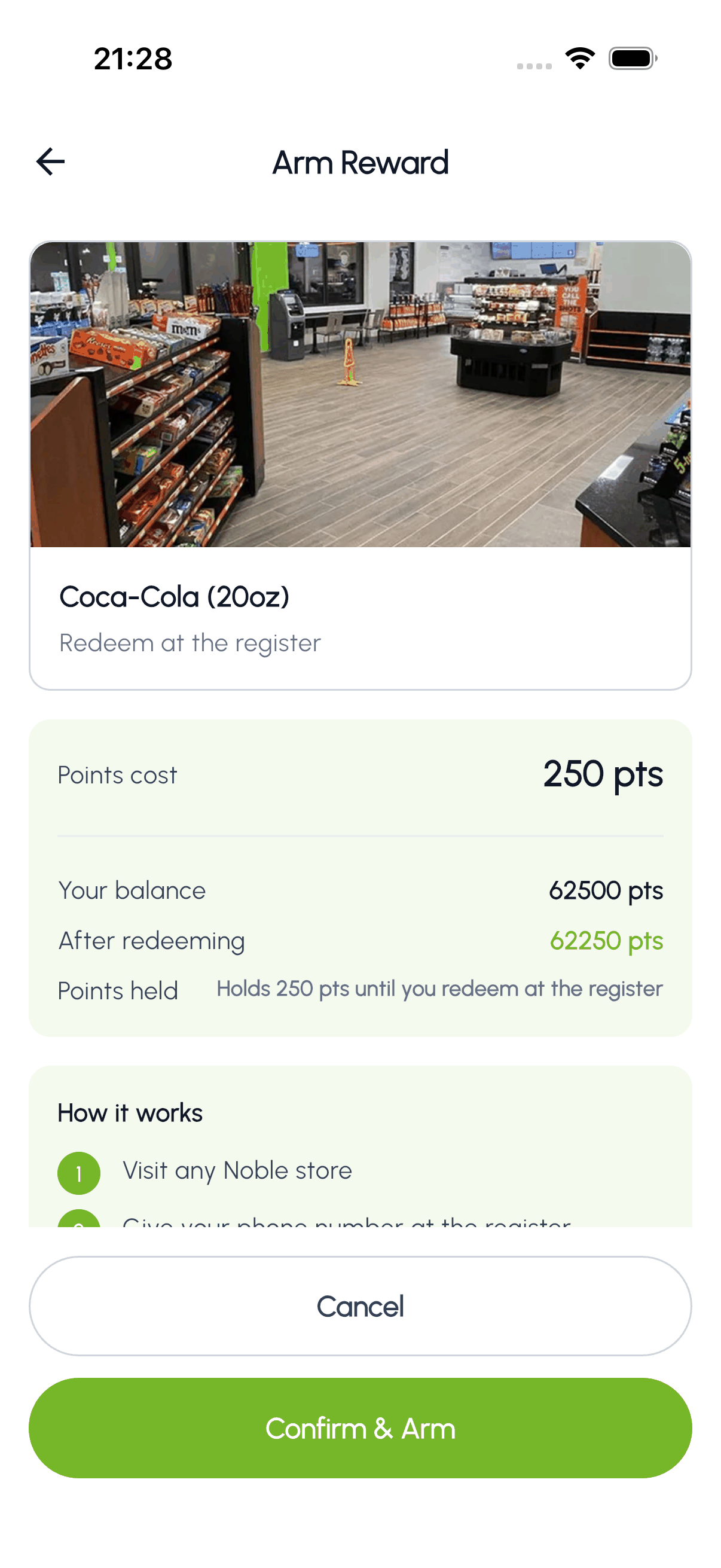 Arm an in-store catalogue reward