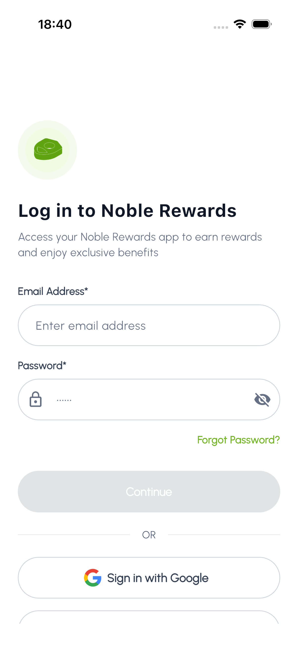 Login Screen